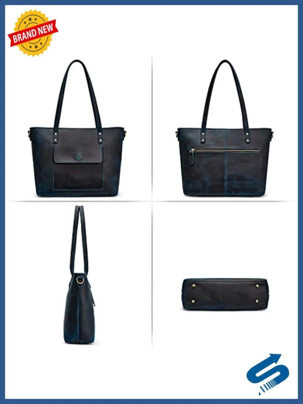 Genuine Leather Tote Bag Women Shoulder Handbag Crossbody Purse Crazy Horse